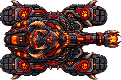 Hell Hound tank with dark armour and fiery details